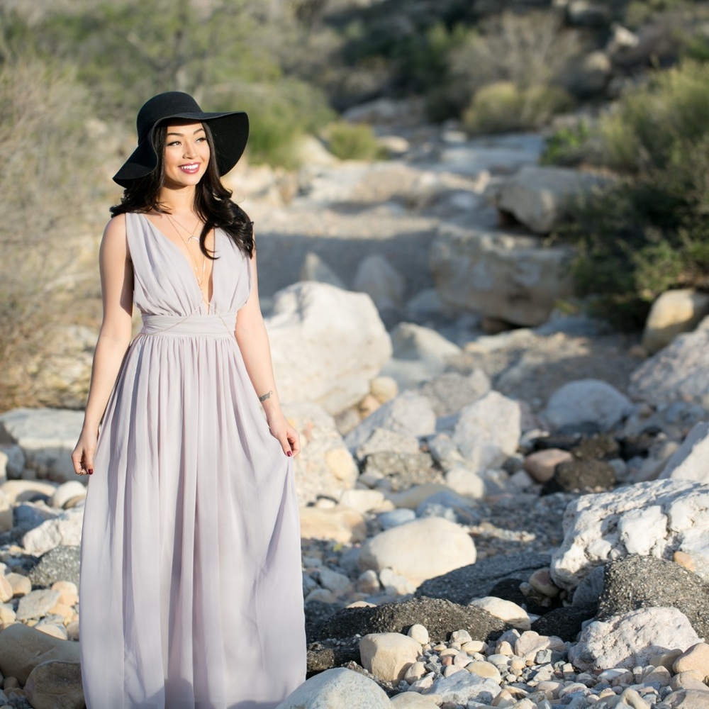 Grey Grecian maxi dress